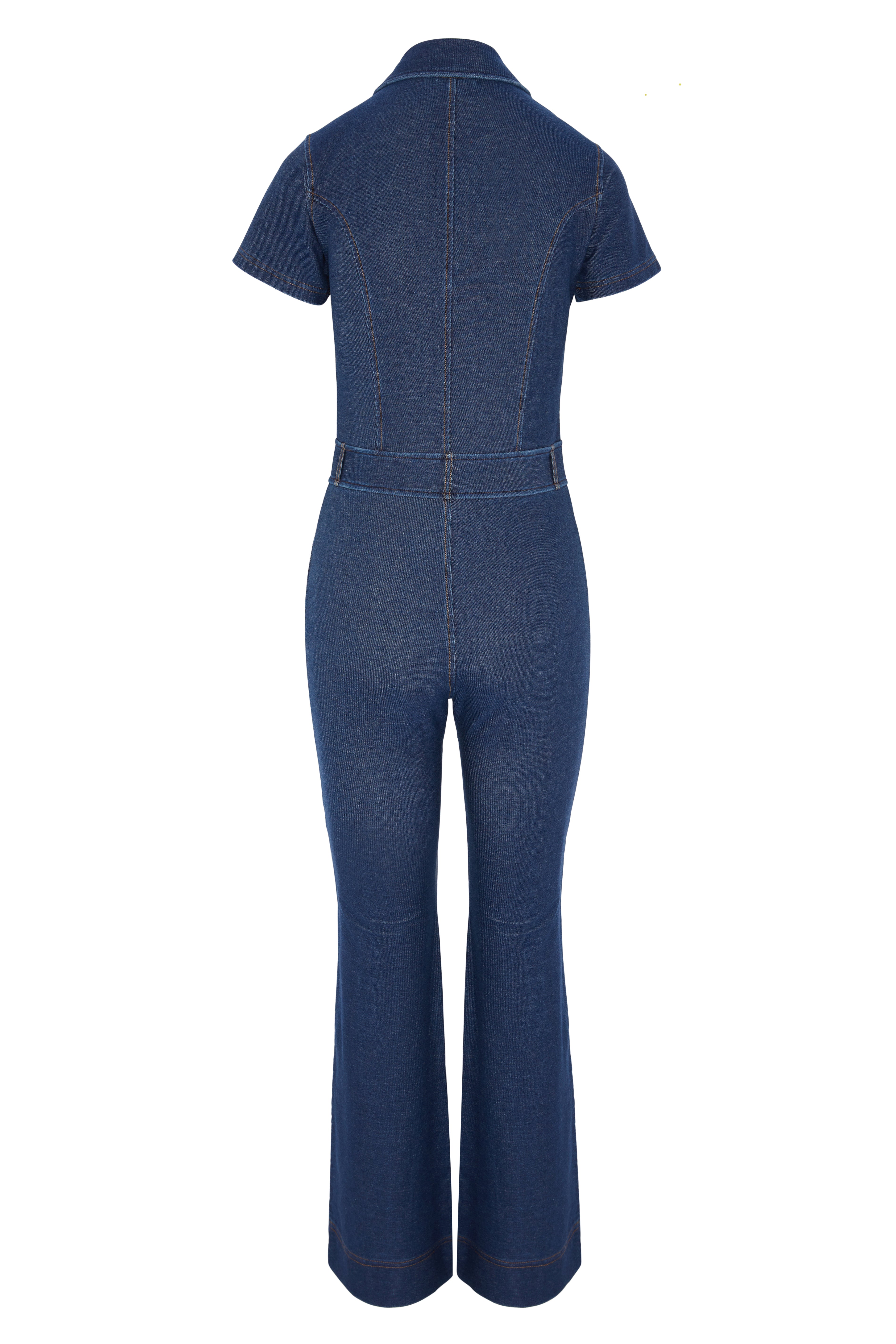 Denim Fit and Flare Jumpsuit Blue