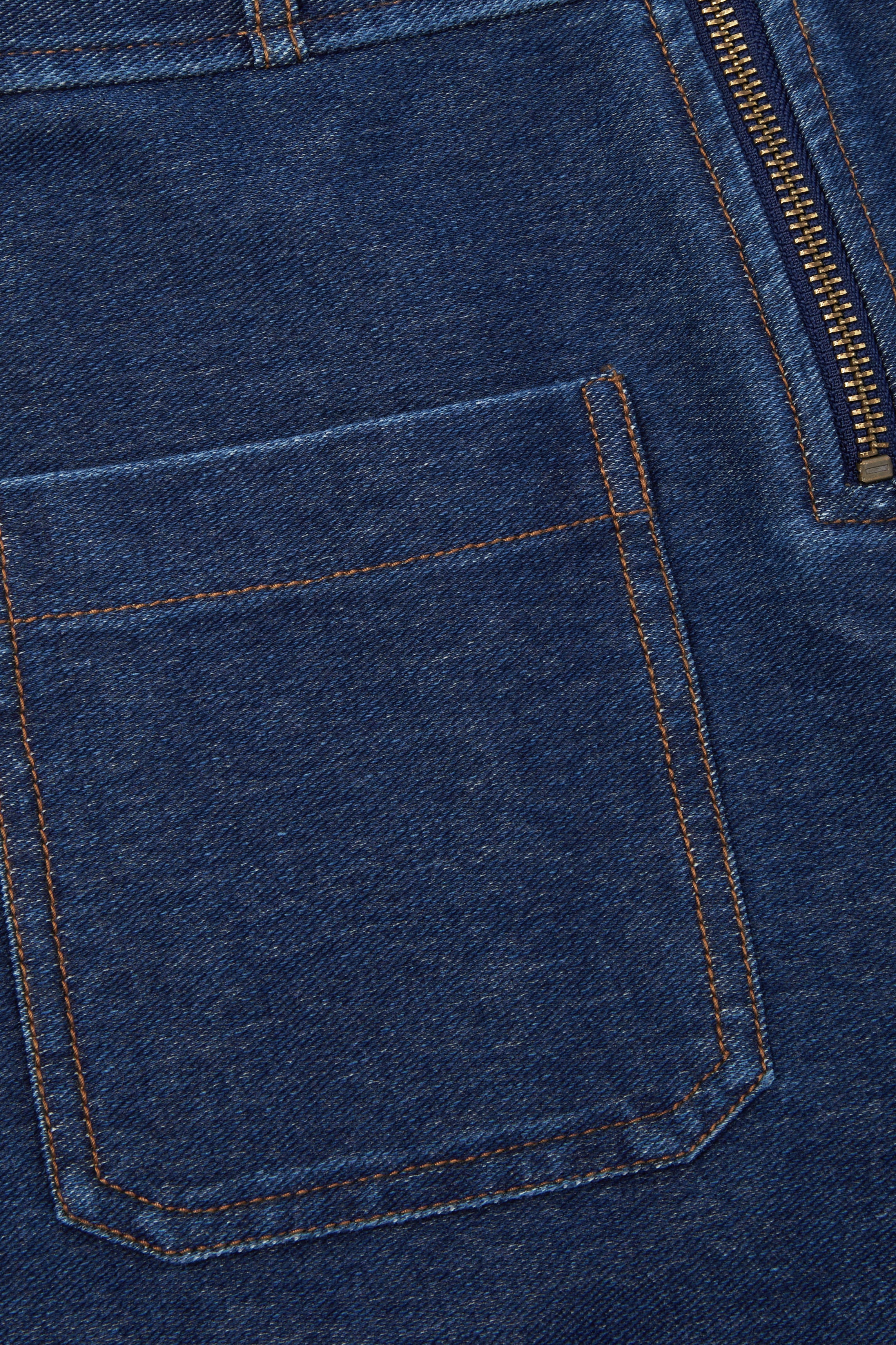 Denim Fit and Flare Jumpsuit Blue