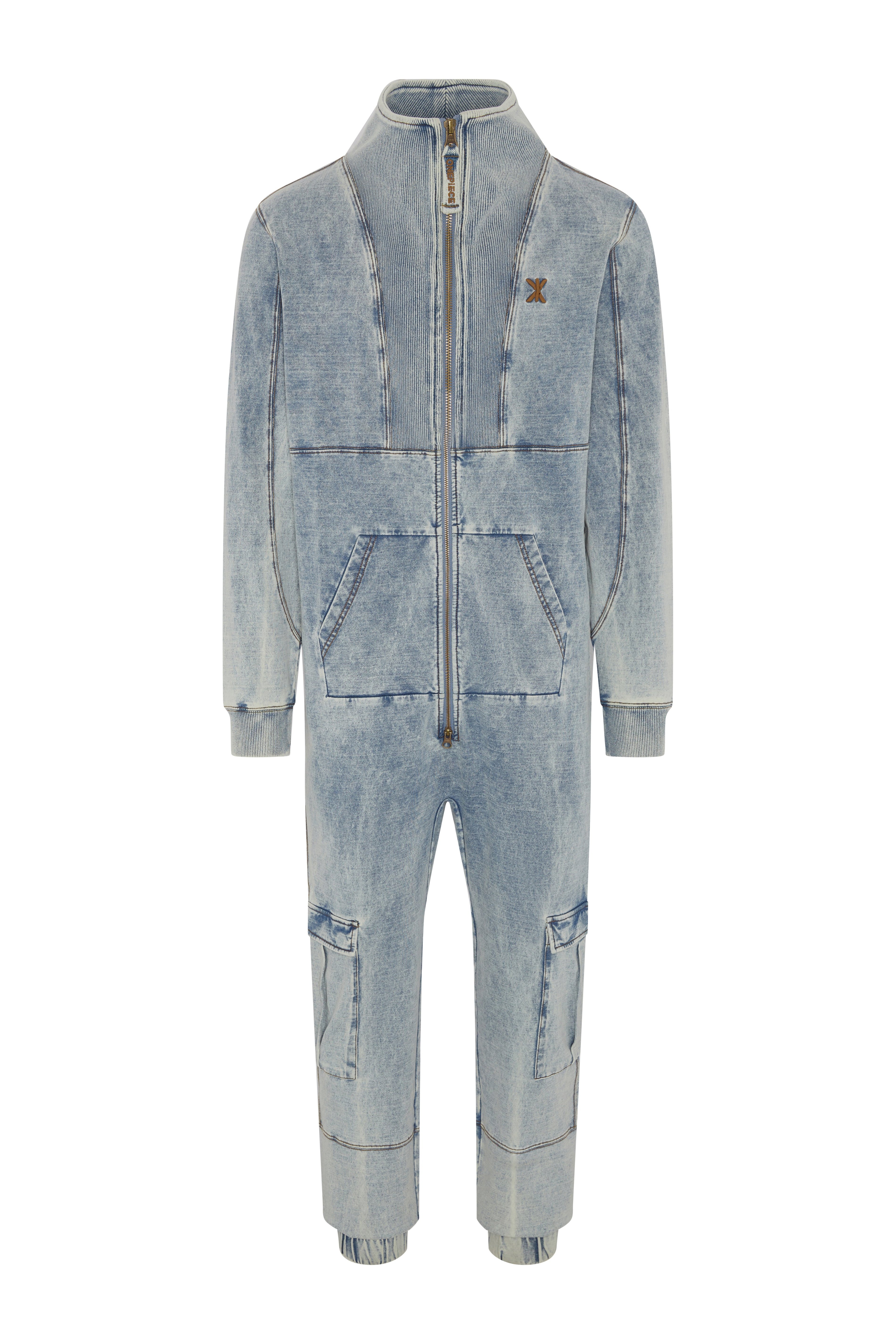 Soft Stretch Denim Jumpsuit Blue