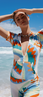 Towel Club Short Fitted Jumpsuit Print