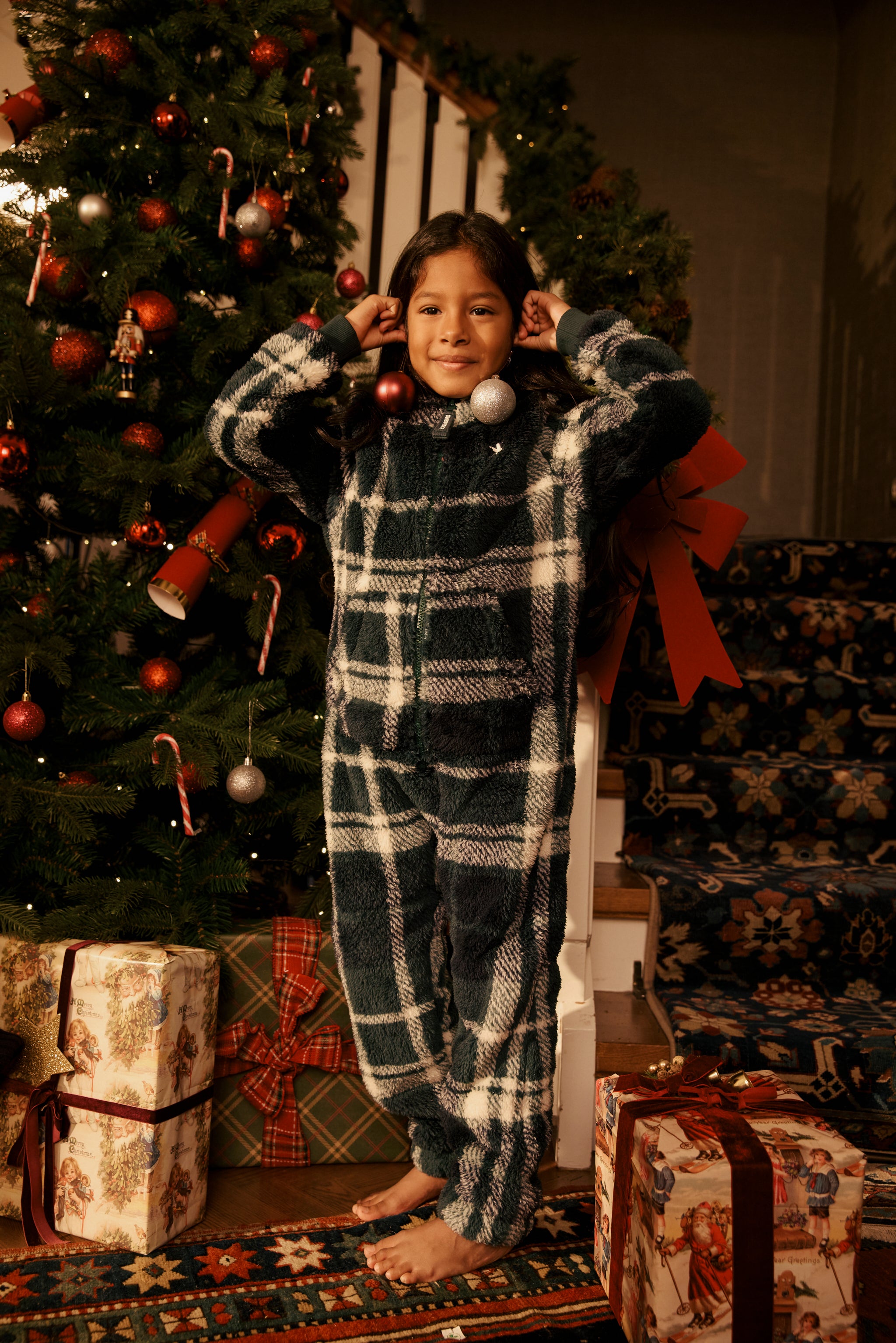 Puppy Kids Jumpsuit Green Check