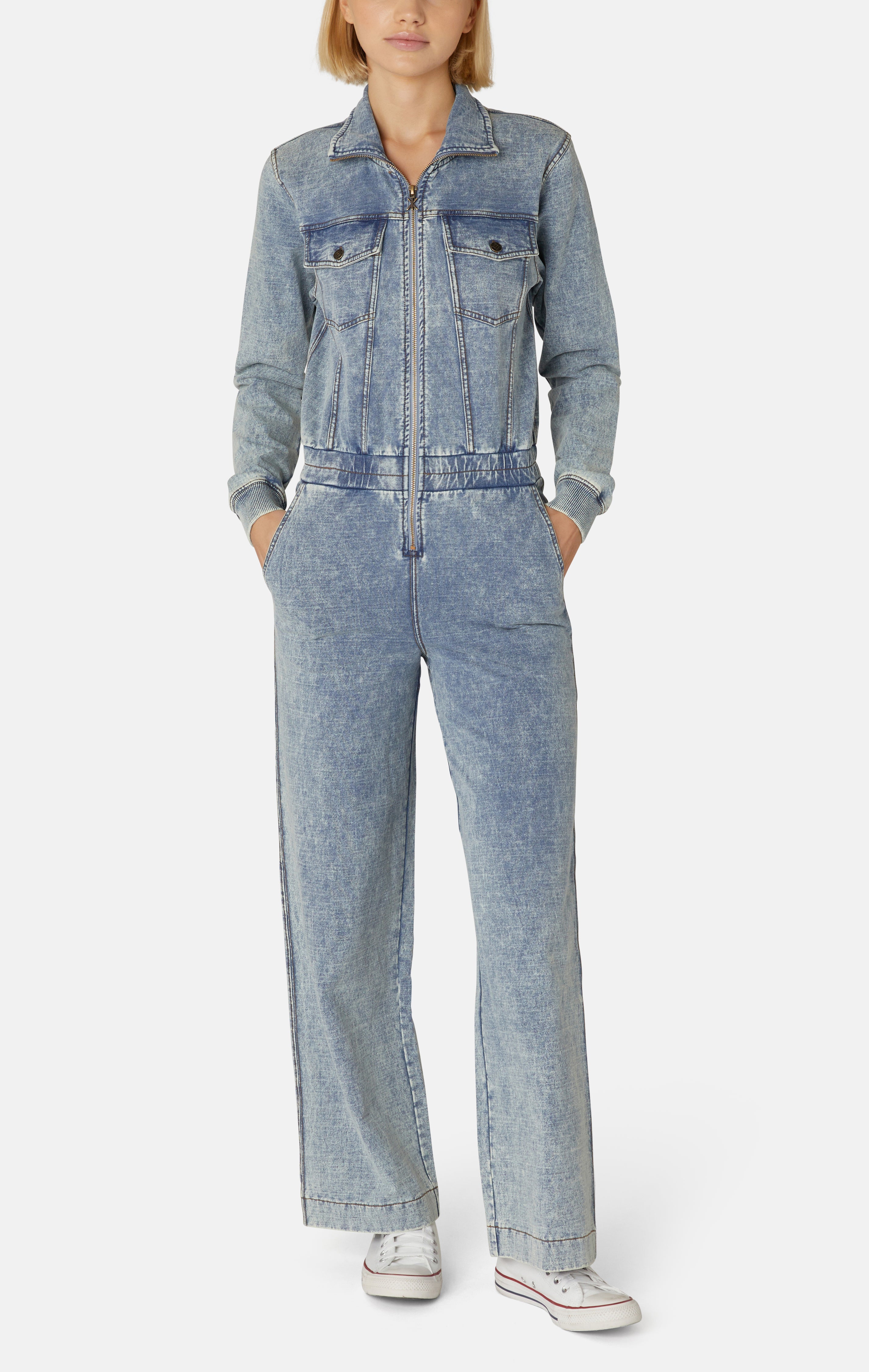 Denim Loose Female Jumpsuit Light Blue