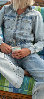 Denim Loose Female Jumpsuit Light Blue