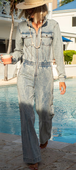 Denim Loose Female Jumpsuit Light Blue
