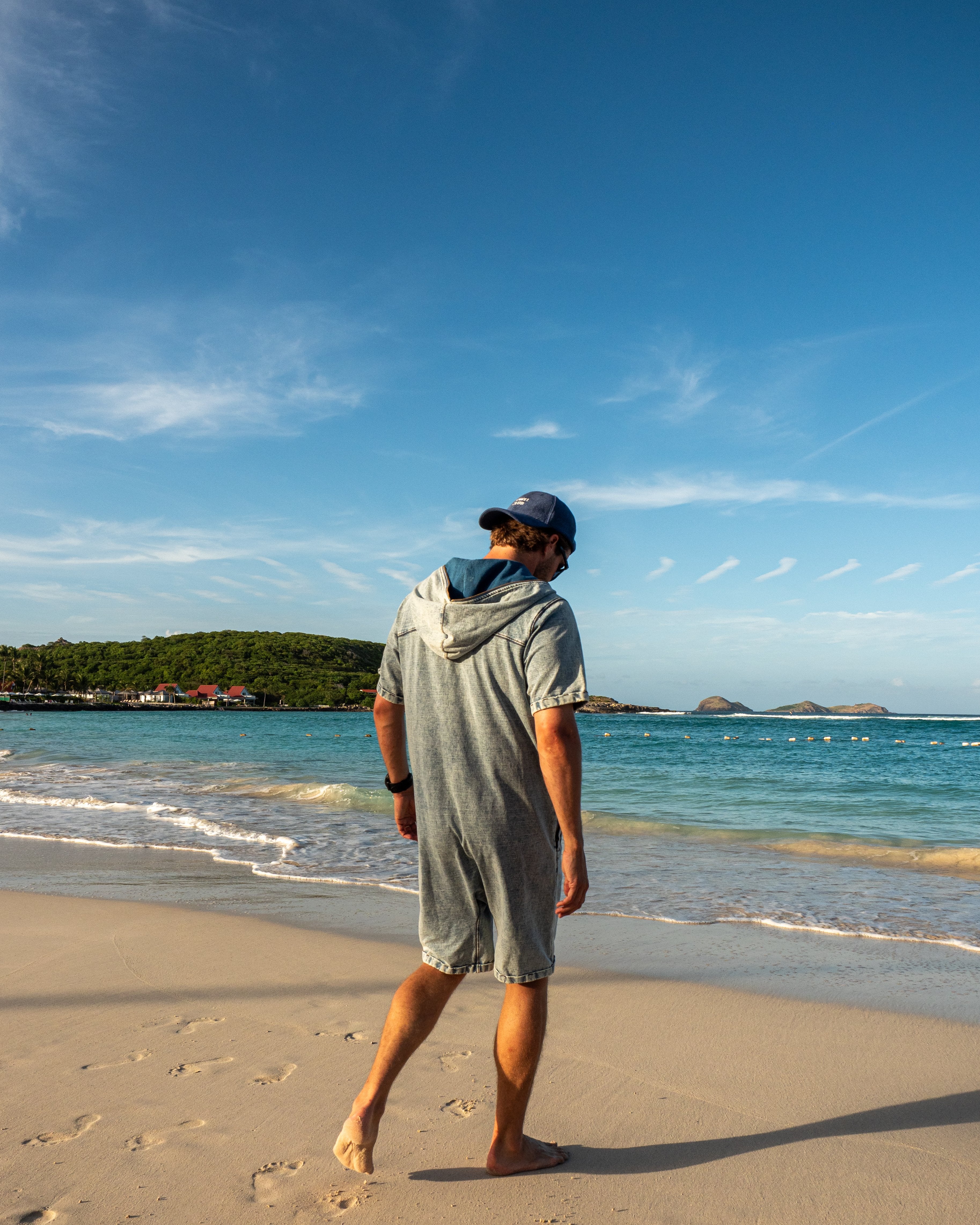 Soft Denim Short Jumpsuit Light Blue