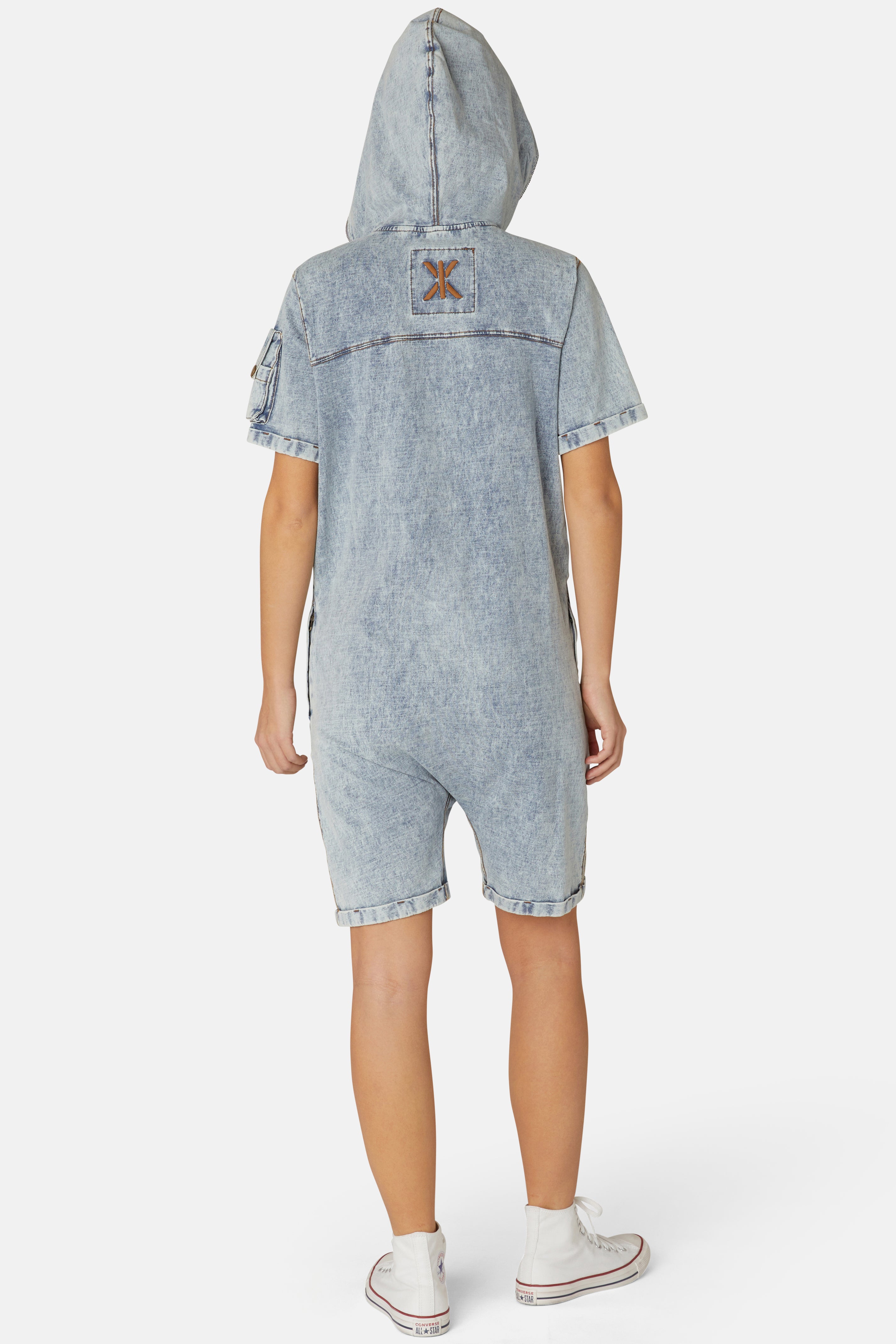 Soft Denim Short Jumpsuit Light Blue