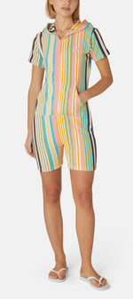 Towel Club Short Fitted Jumpsuit Stripe