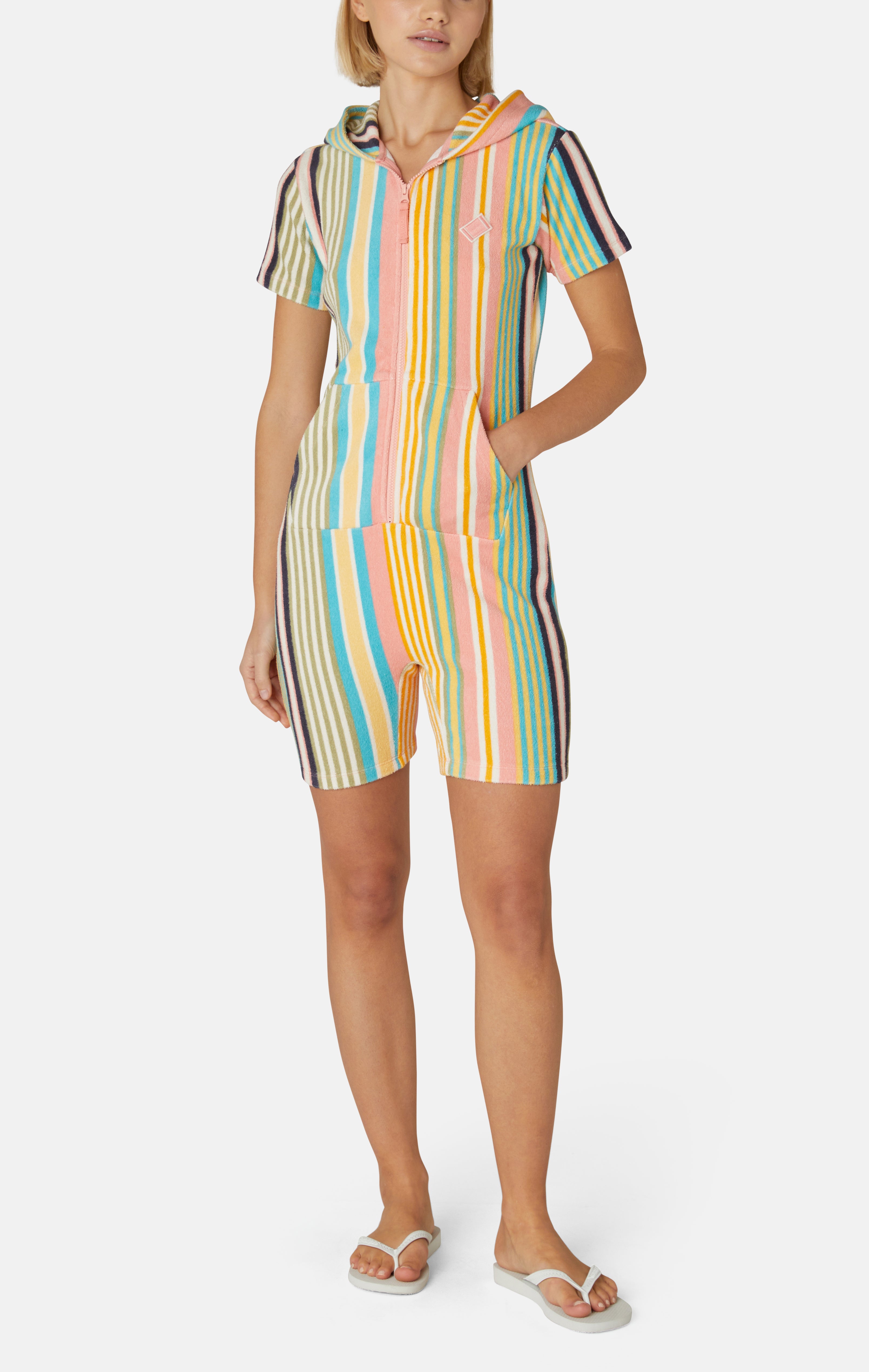 Towel Club Short Fitted Jumpsuit Stripe