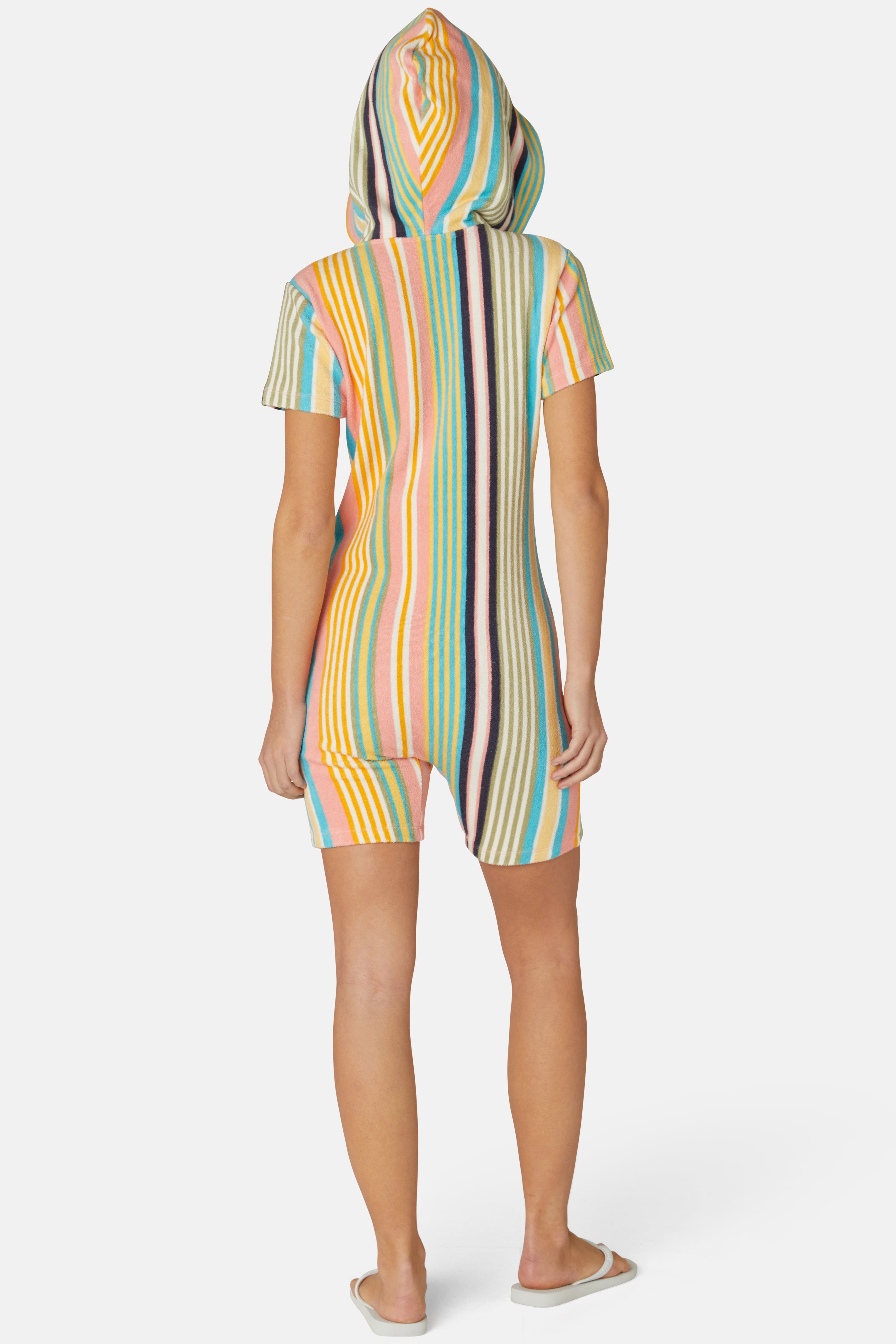 Towel Club Short Fitted Jumpsuit Stripe