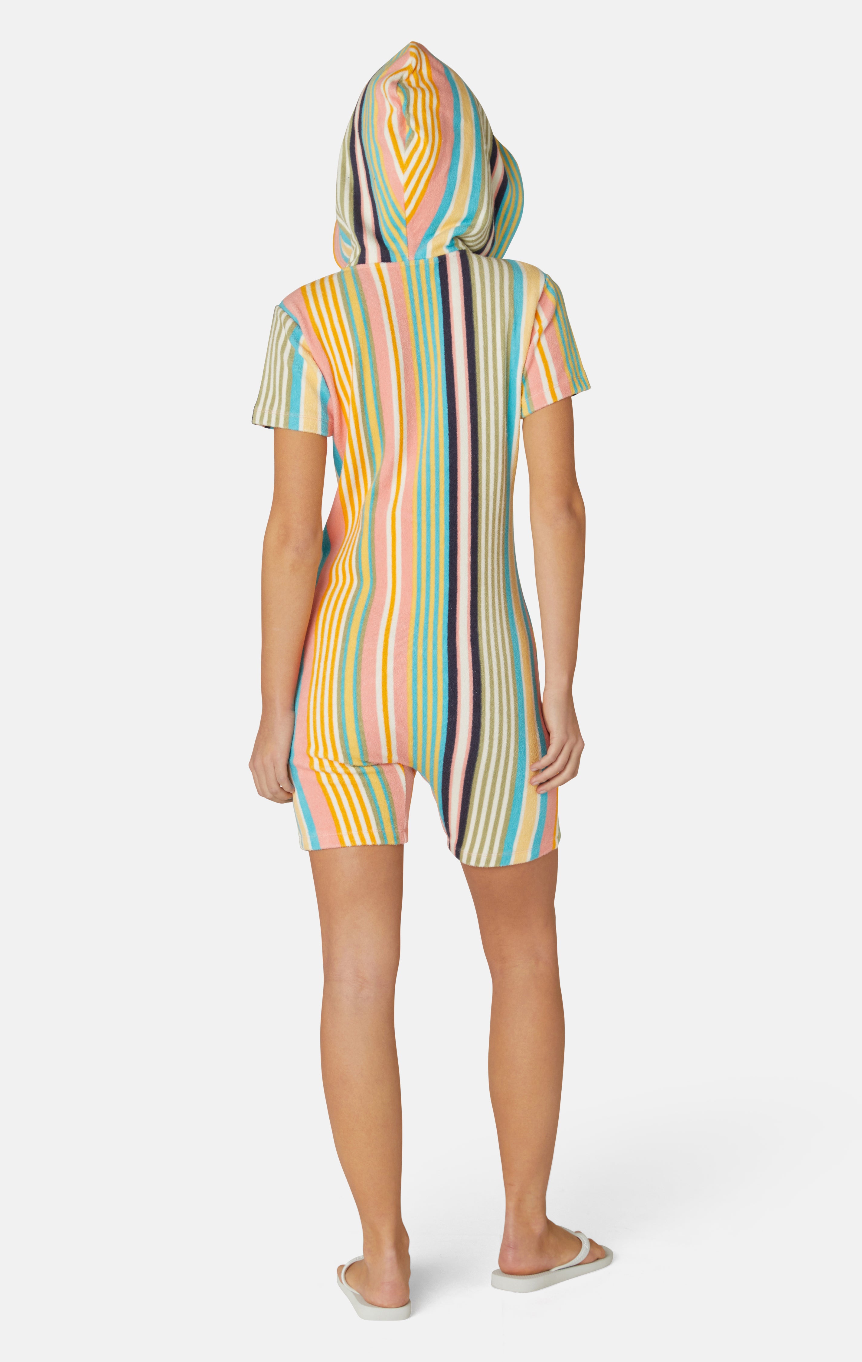 Towel Club Short Fitted Jumpsuit Stripe