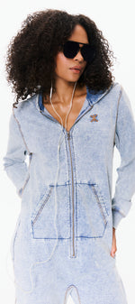 Denim Straight Stretch Jumpsuit Blue