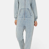 Denim Straight Stretch Jumpsuit Blue