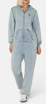 Denim Straight Stretch Jumpsuit Blue