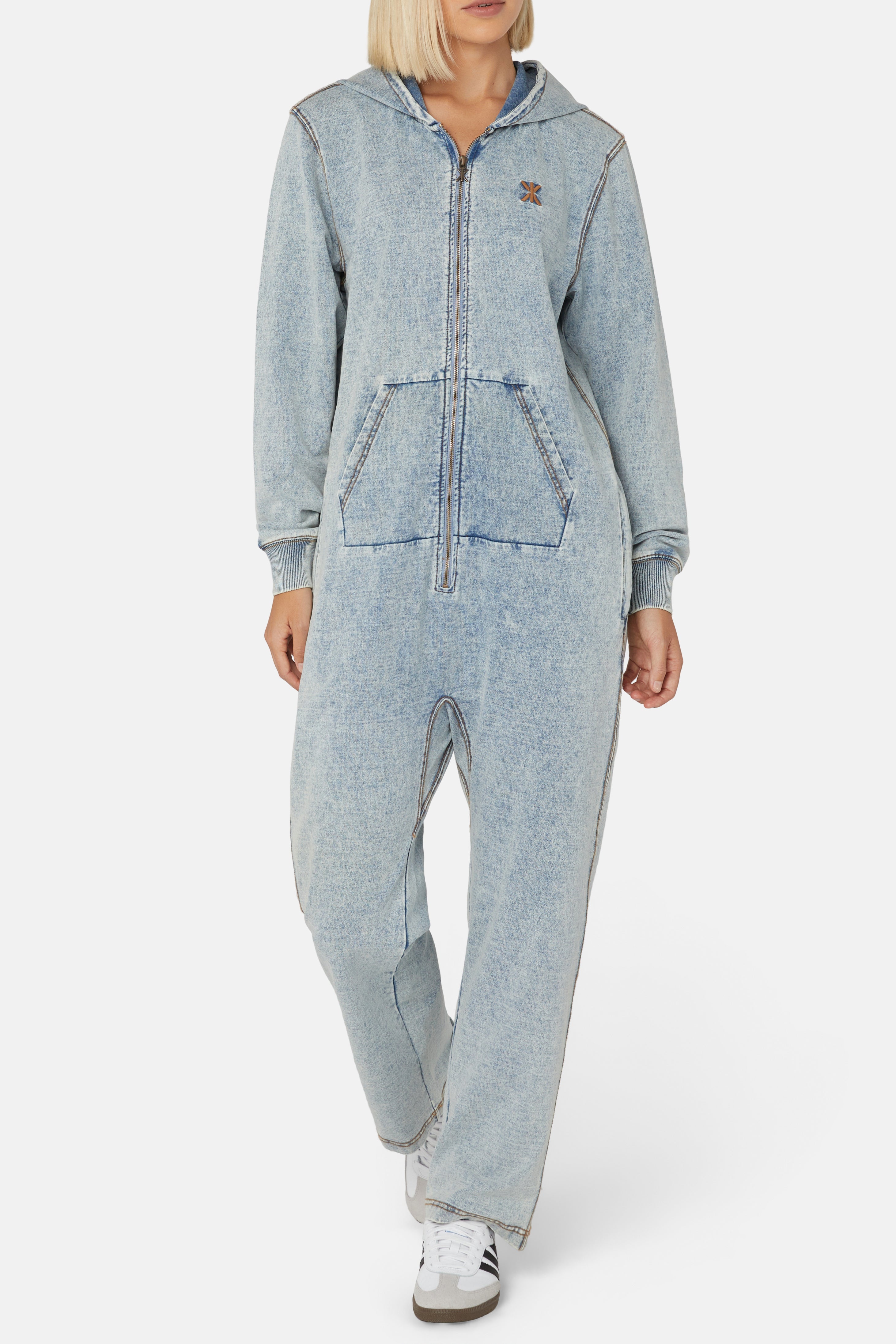 Denim Straight Stretch Jumpsuit Blue