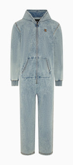 Denim Straight Stretch Jumpsuit Blue