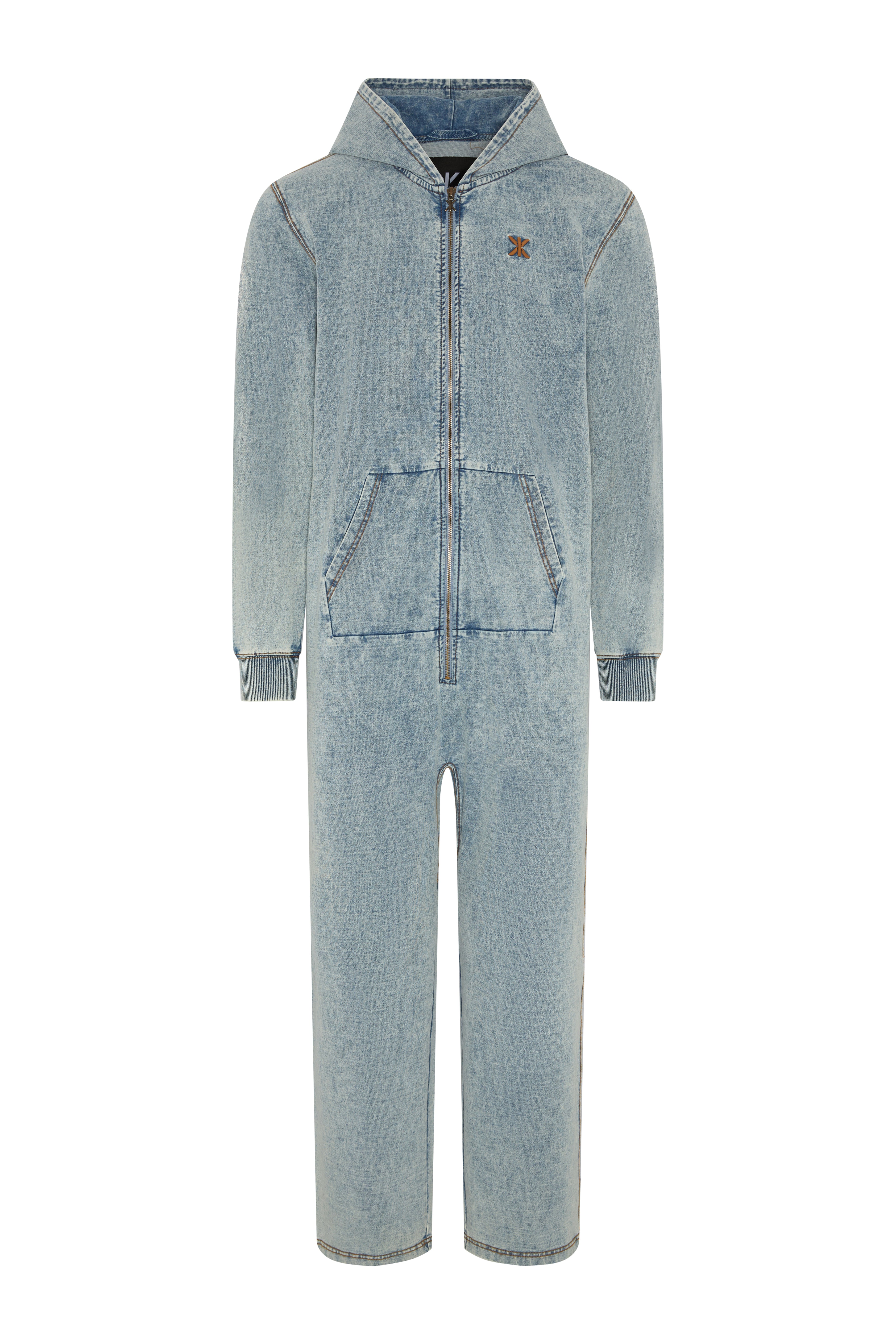 Denim Straight Stretch Jumpsuit Blue
