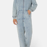Denim Straight Stretch Jumpsuit Blue