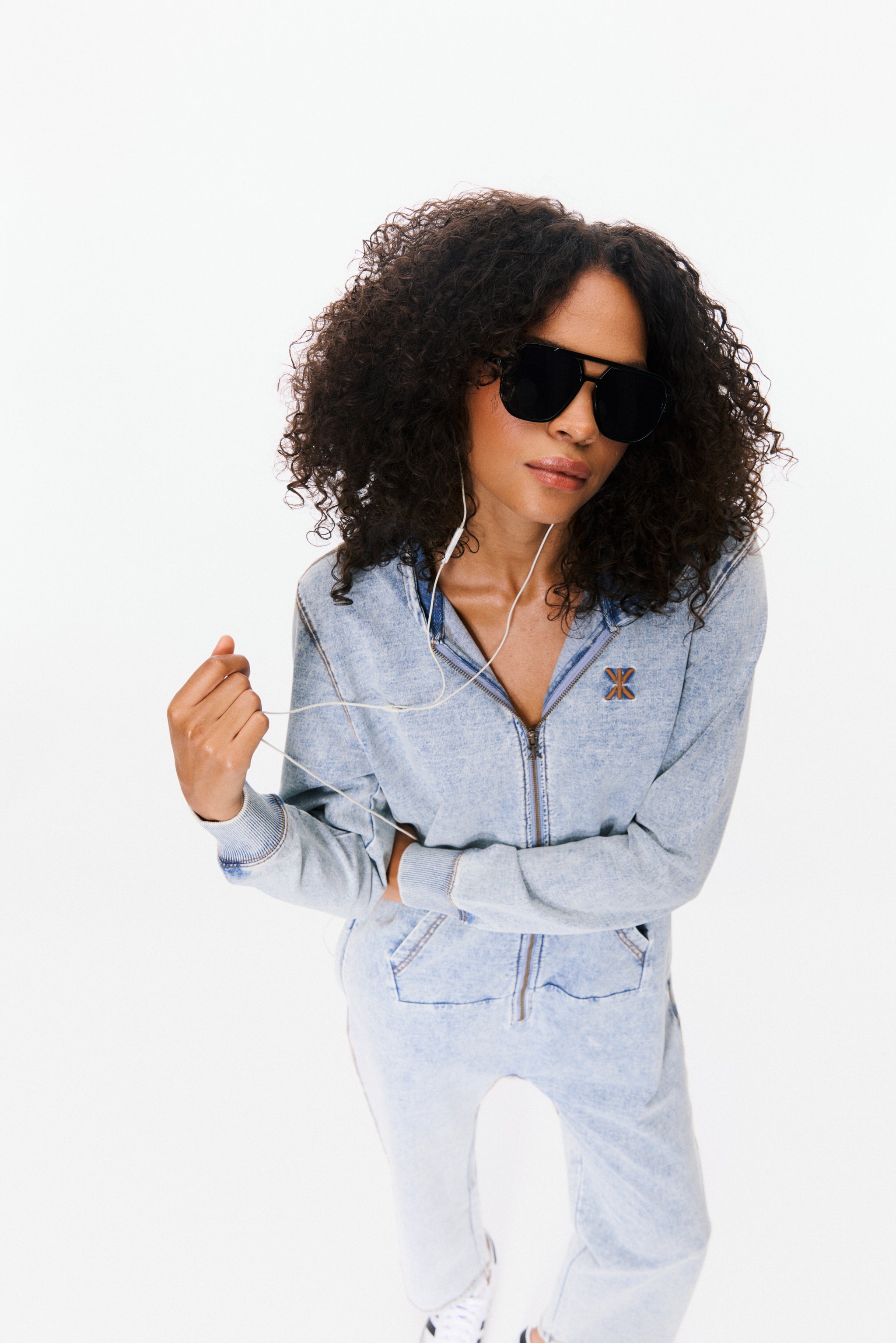 Denim Straight Stretch Jumpsuit Blue