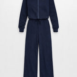 Sporty Basic Female Jumpsuit Navy