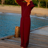 Sporty Basic Female Jumpsuit Red