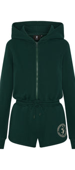 Sporty Basic Short Female Jumpsuit Green