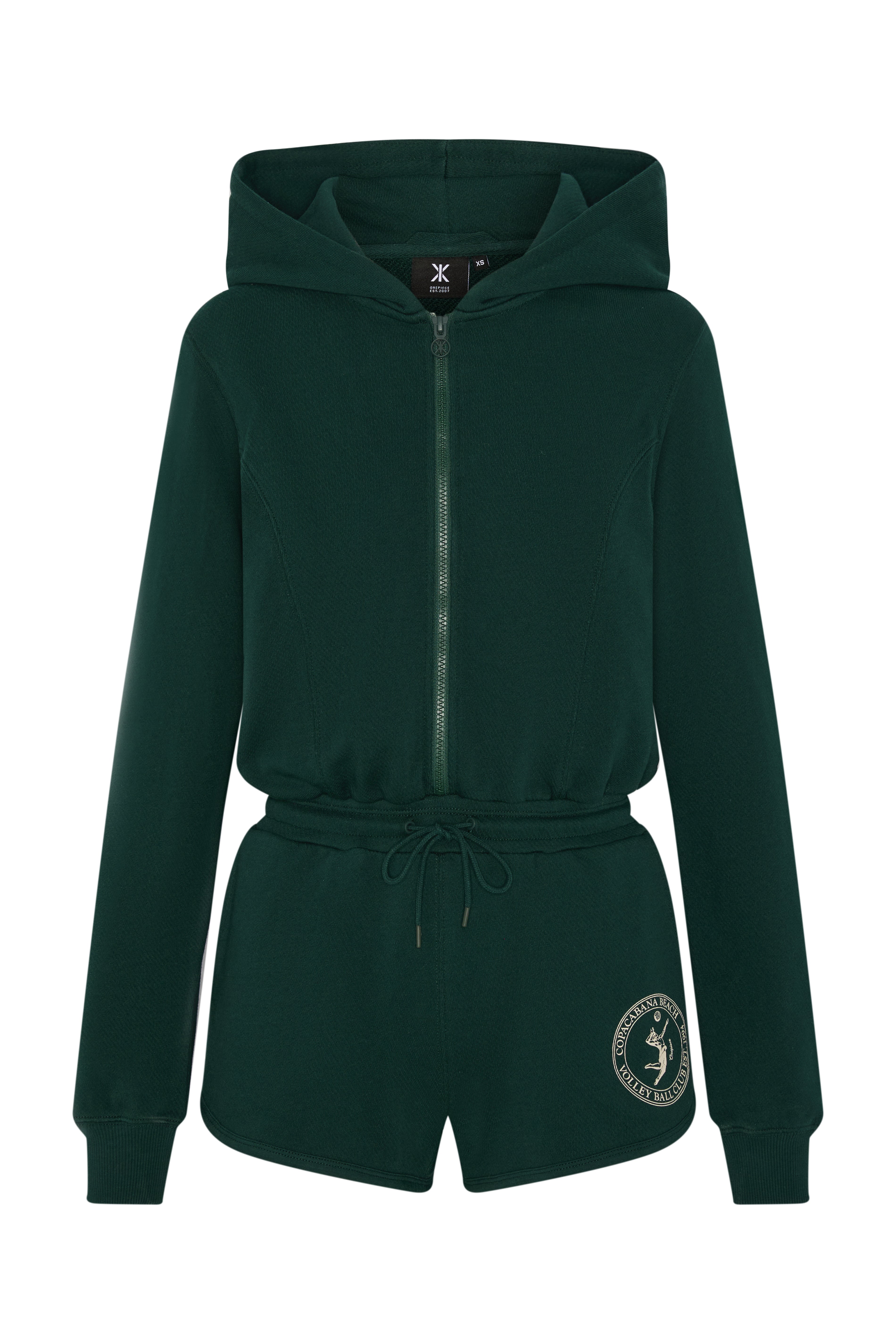 Sporty Basic Short Female Jumpsuit Green