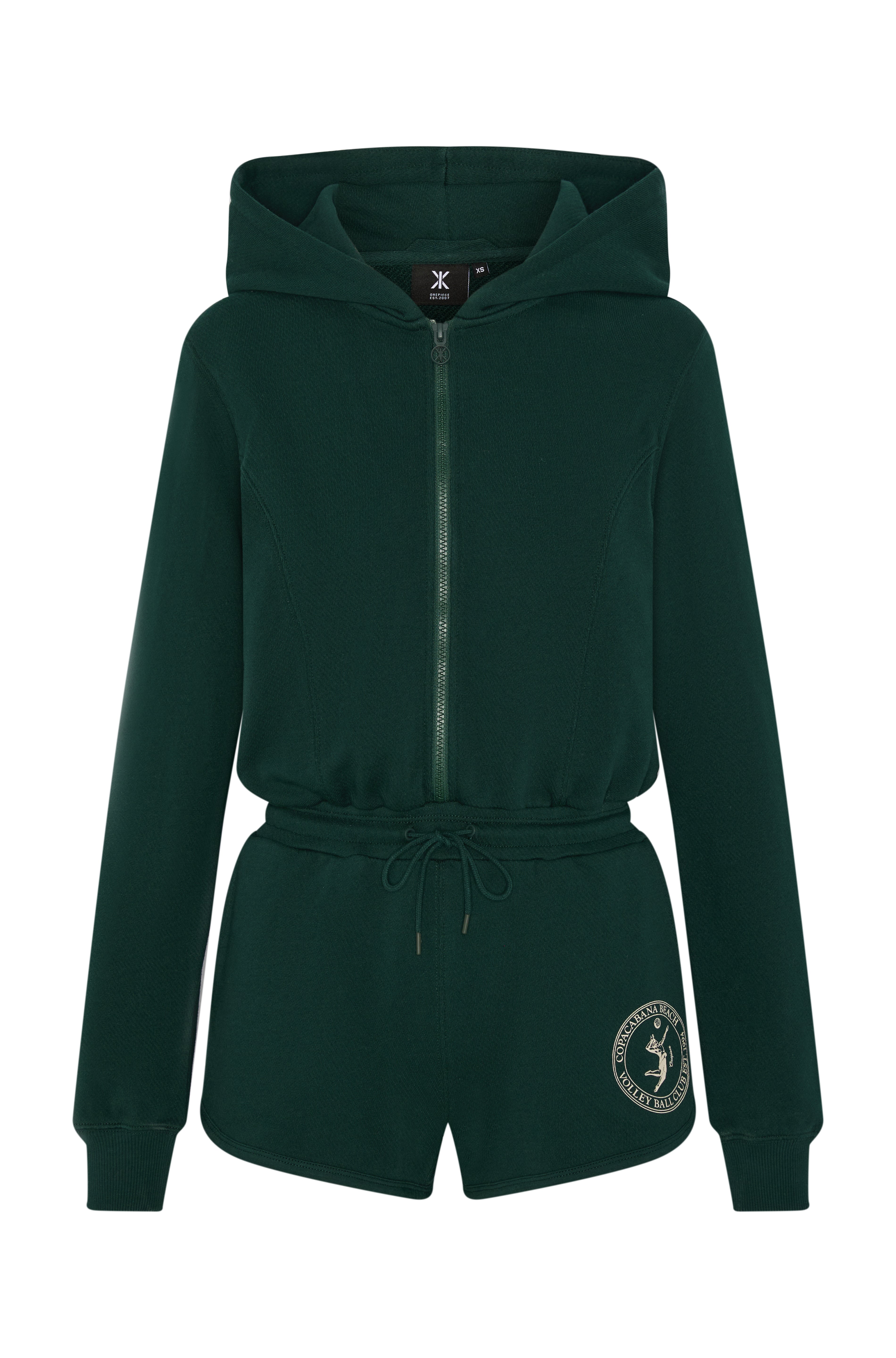 Sporty Basic Short Female Jumpsuit Green