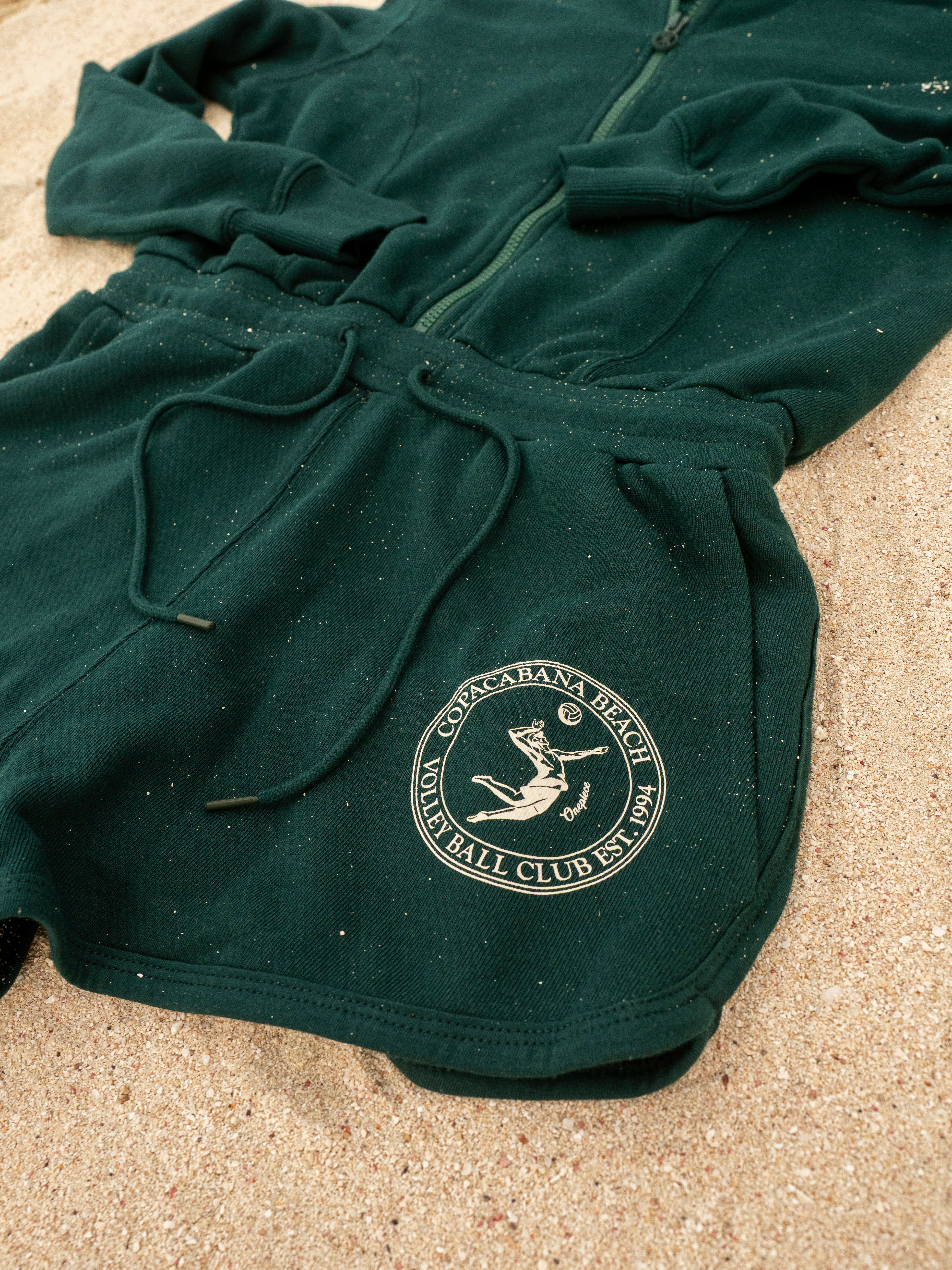 Sporty Basic Short Female Jumpsuit Green