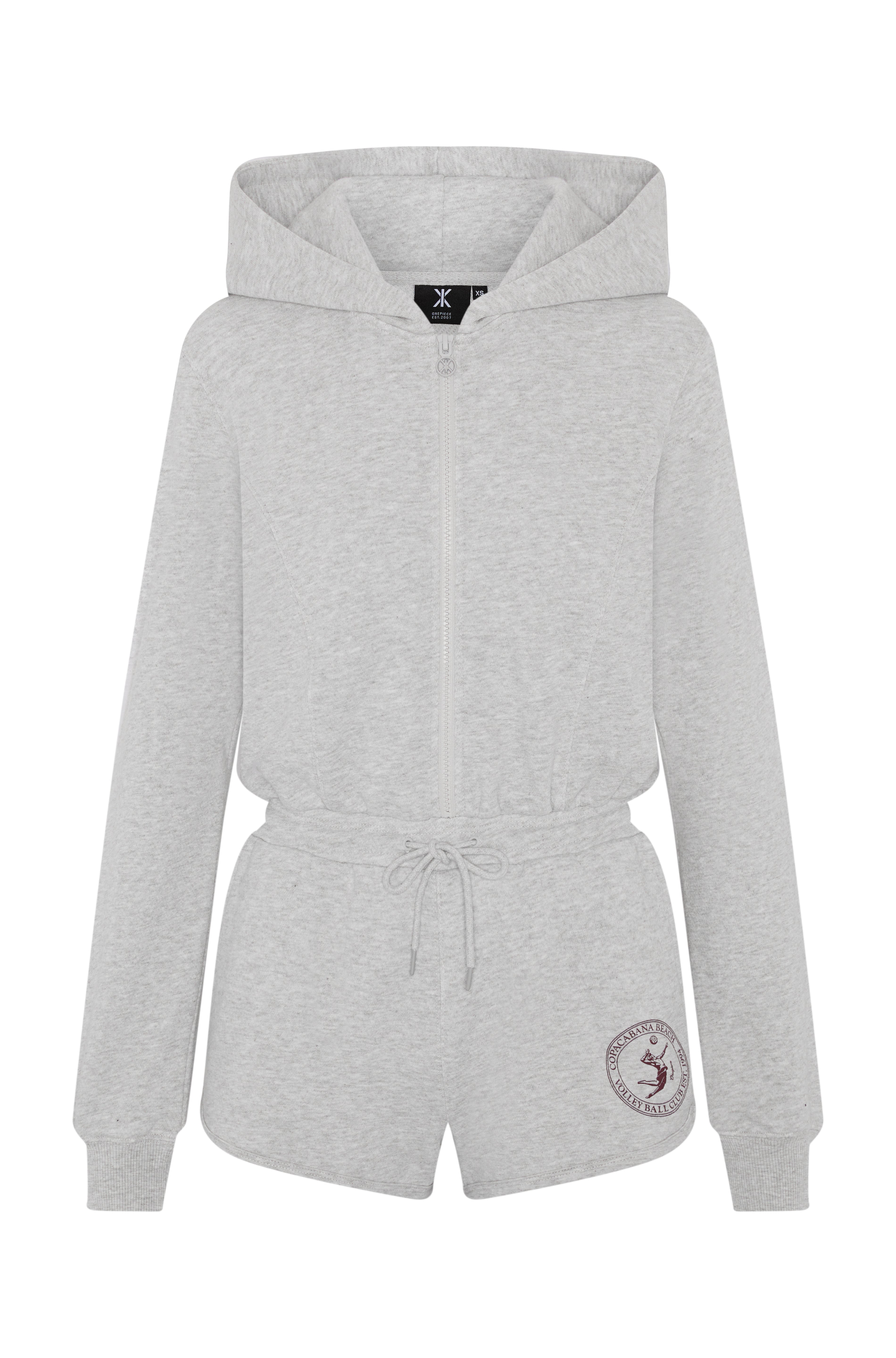 Sporty Basic Short Female Jumpsuit Grey Melange