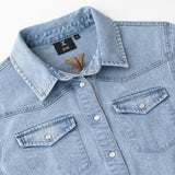 Light Chambray Flared Jumpsuit Light Blue