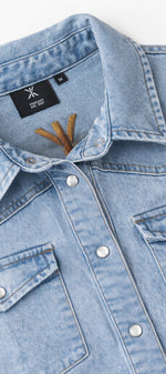 Light Chambray Flared Jumpsuit Light Blue