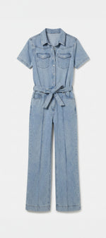 Light Chambray Flared Jumpsuit Light Blue