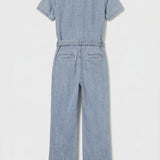 Light Chambray Flared Jumpsuit Light Blue