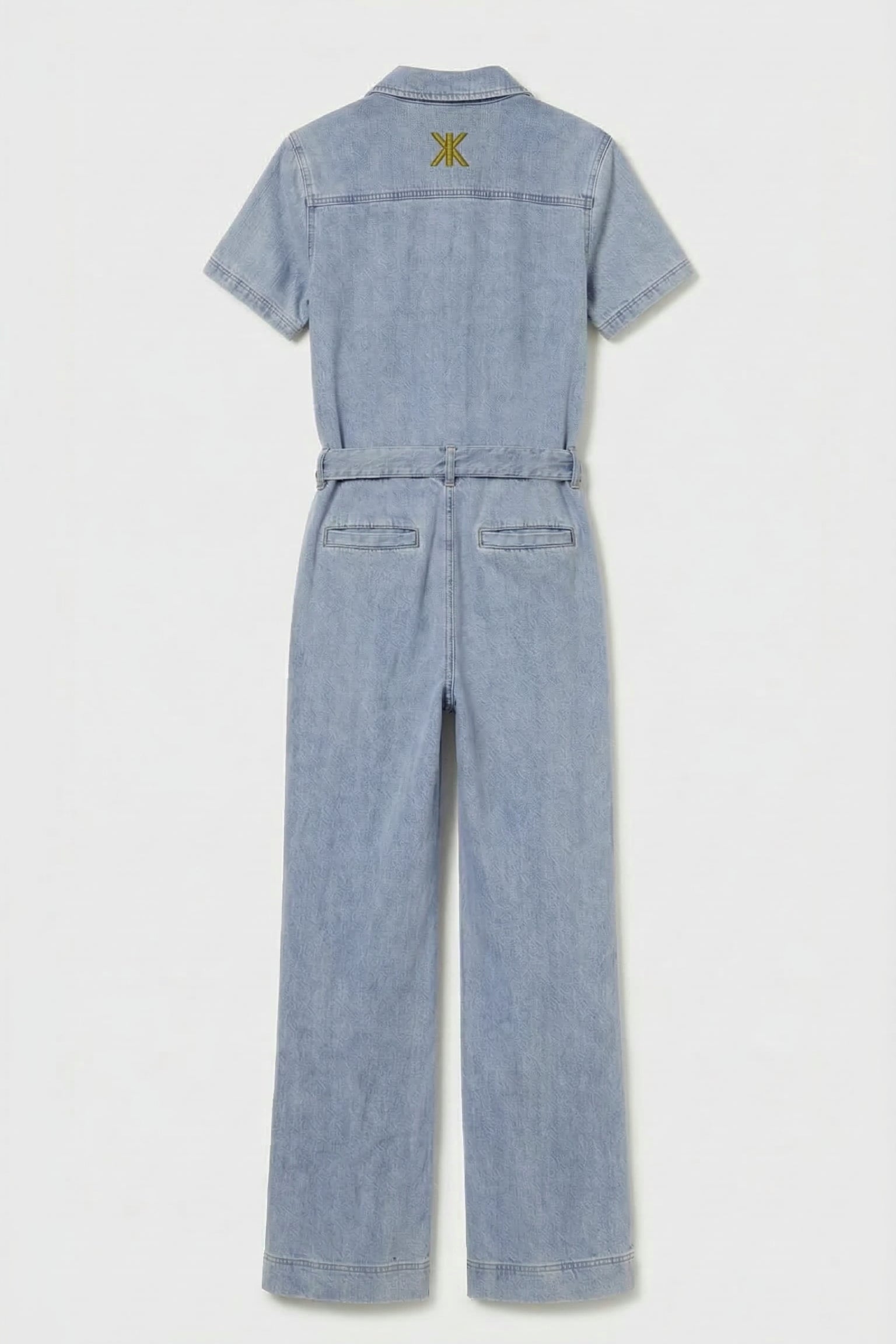 Light Chambray Flared Jumpsuit Light Blue