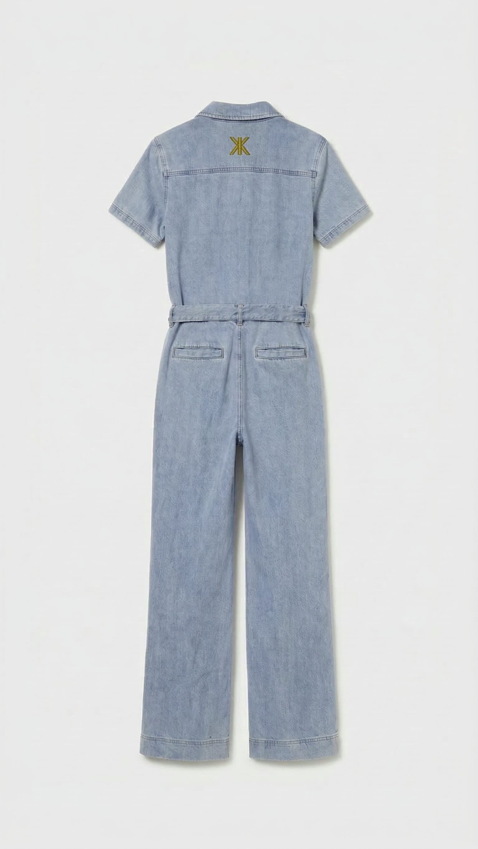 Light Chambray Flared Jumpsuit Light Blue