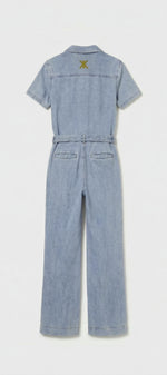 Light Chambray Flared Jumpsuit Light Blue
