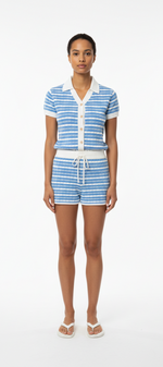 Riviera Piquet Short Knitted Jumpsuit Blue