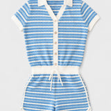 Riviera Piquet Short Knitted Jumpsuit Blue