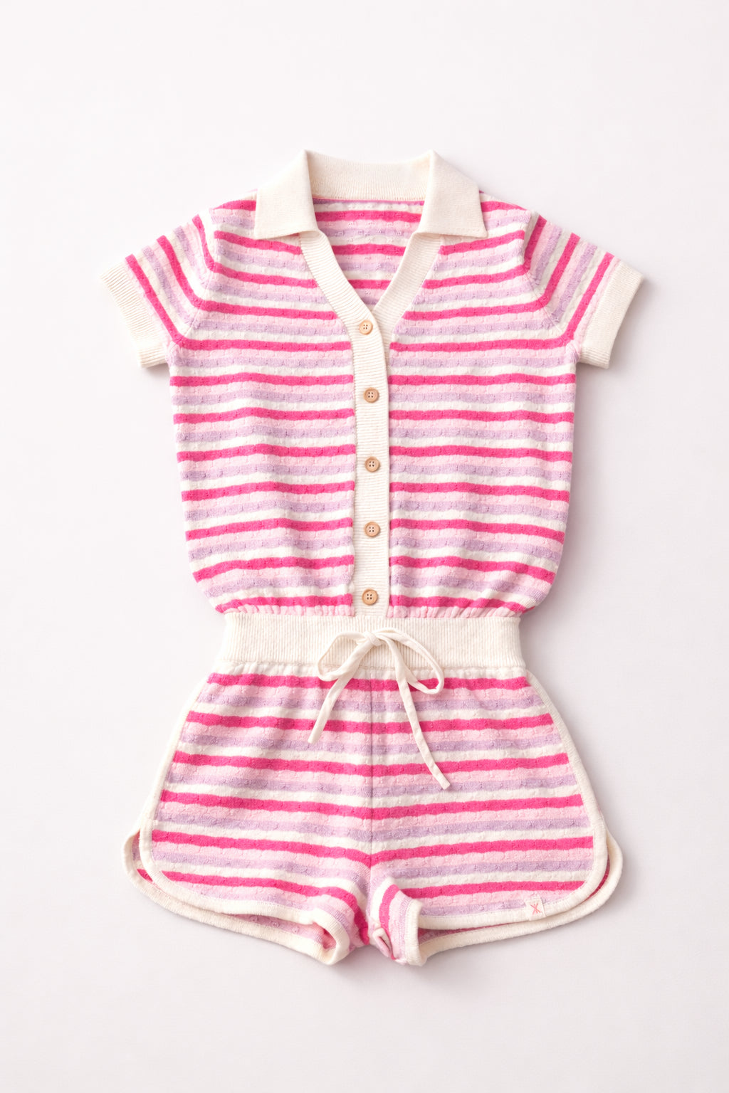 Riviera Piquet Short Knitted Jumpsuit Pink