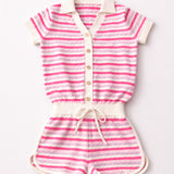Riviera Piquet Short Knitted Jumpsuit Pink