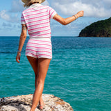 Riviera Piquet Short Knitted Jumpsuit Pink