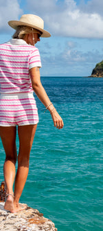 Riviera Piquet Short Knitted Jumpsuit Pink