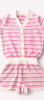 Riviera Piquet Short Knitted Jumpsuit Pink