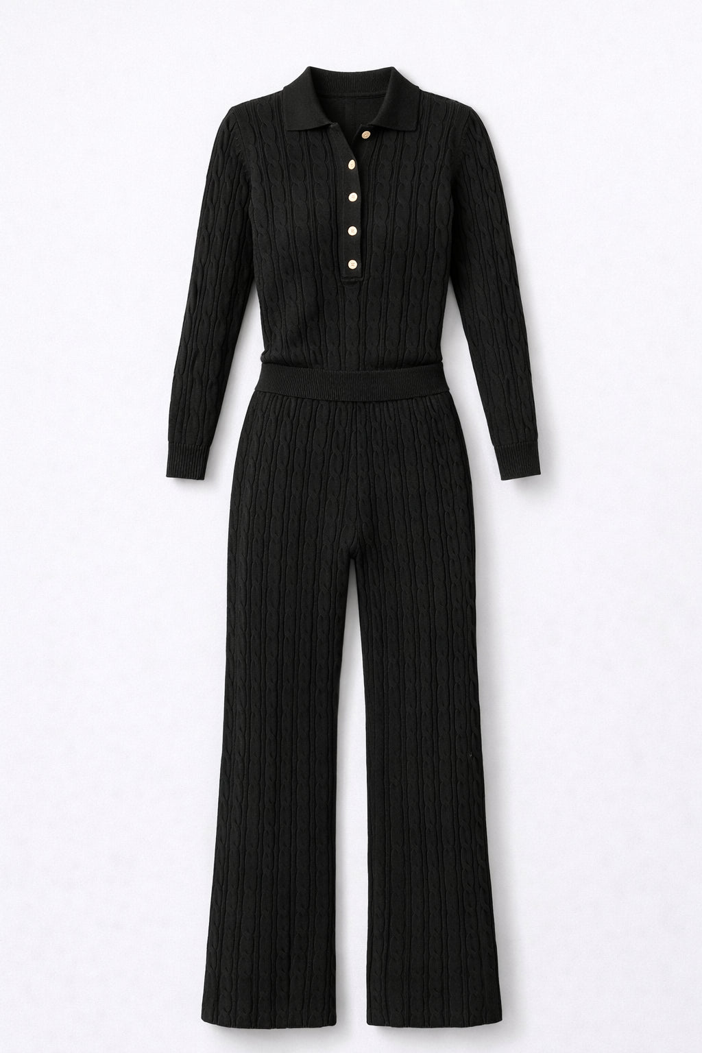Summer Cable Flared Jumpsuit Black