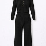 Summer Cable Flared Jumpsuit Black