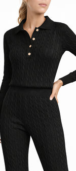 Summer Cable Flared Jumpsuit Black