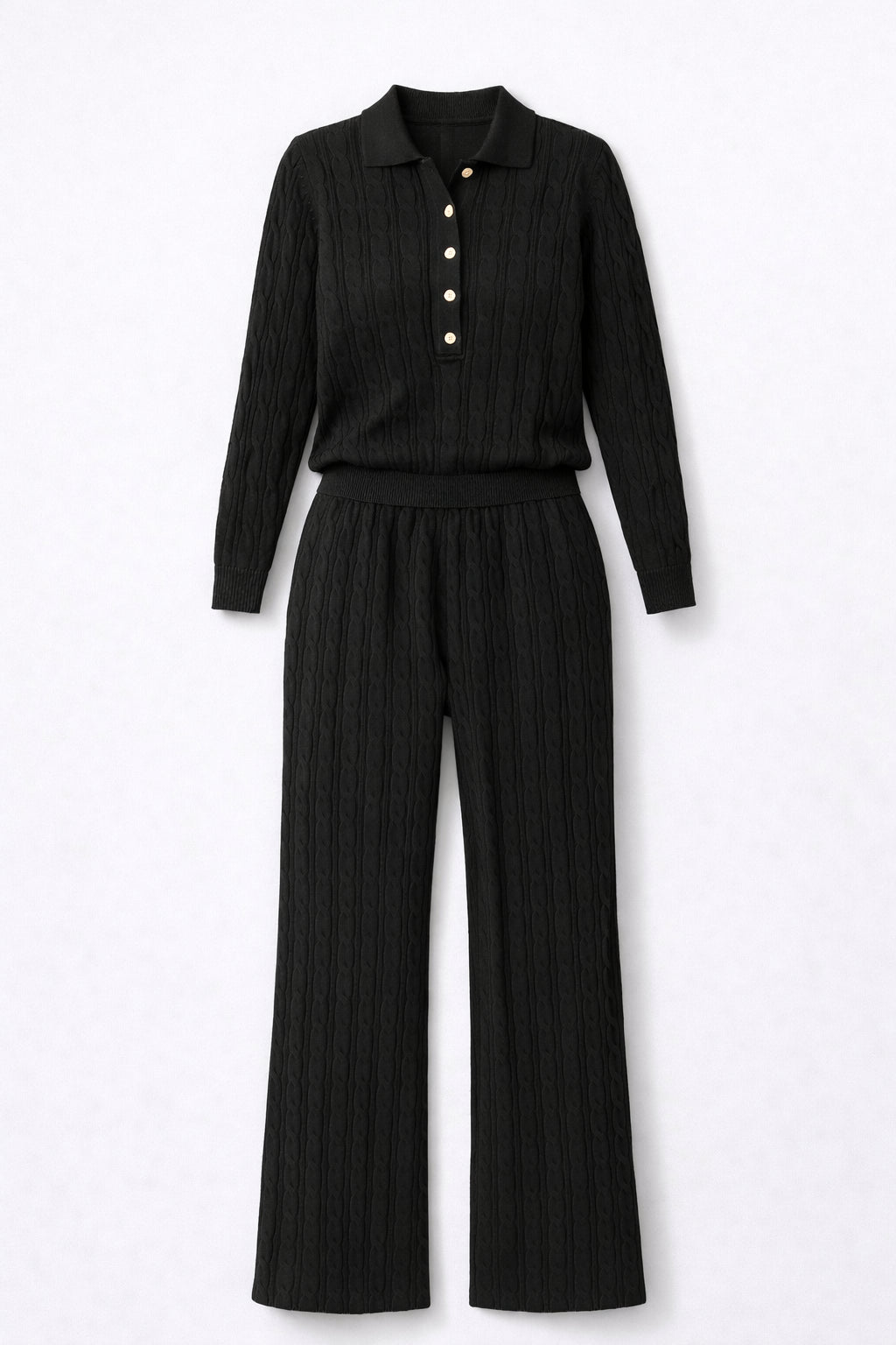 Summer Cable Flared Jumpsuit Black
