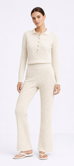 Summer Cable Flared Jumpsuit Cream