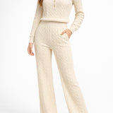 Summer Cable Flared Jumpsuit Cream