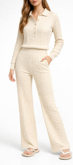 Summer Cable Flared Jumpsuit Cream